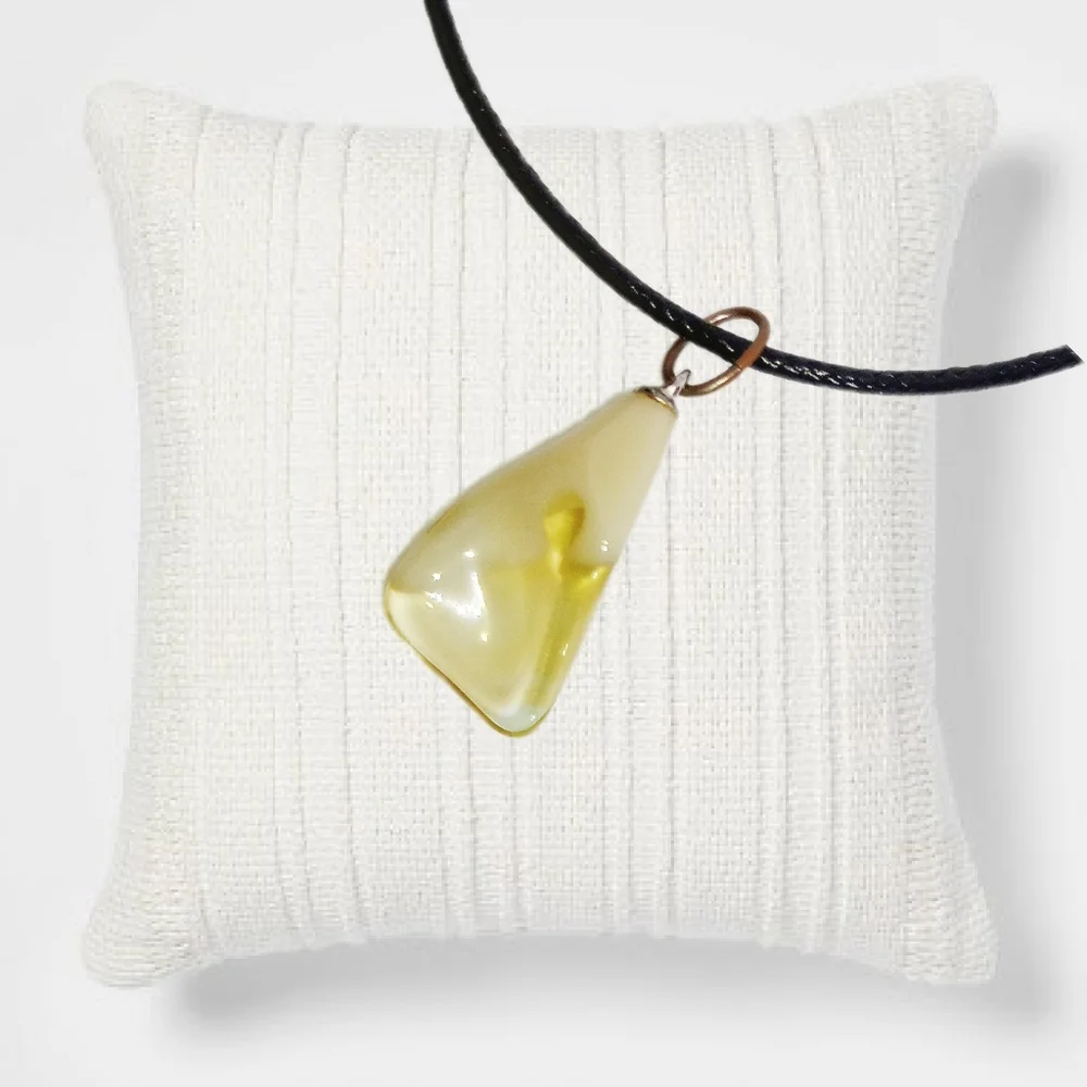 Citrine Gemstone Pendant with Black Cord Necklace